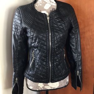 Zara Black vegan Leather Jacket M